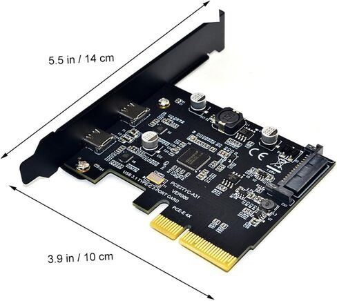 بطاقة توسيع USB PCIe بسرعة 10 جيجابت في الثانية ومنفذ مزدوج من النوع C ومحول نقل بيانات عالي السرعة للفتحة الخلفية لسطح المكتب المتوافقة مع نظام التشغيل Windows لمحركات الأقراص الخارجية وتحرير الفيديو in Saudi Arabia