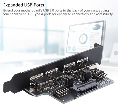 بطاقة منفذ GOWENIC مزدوجة 9PIN إلى 4XUSB2.0، معدل نقل بيانات 480 ميجابت في الثانية، كل واجهة 9 دبوس تتوافق مع منفذي USB، للكمبيوتر المكتبي in Kuwait