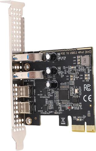 بطاقة توسيع PCIe إلى النوع C، 5 جيجابت في الثانية 2 Type C 3.1 و2 منافذ USB 3.0 للكمبيوتر المكتبي، مجهزة بشريحة D720201، ومعدلات نقل بيانات عالية السرعة in Kuwait