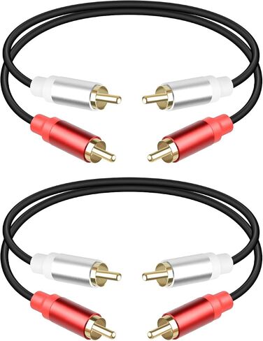 كابل RIIEYOCA RCA بطول 0.3 متر، كابل صوت قصير 2RCA ذكر إلى 2RCA ذكر للمسرح المنزلي، مكبر الصوت، مكبر الصوت، مضخم الصوت، نظام ستيريو (مم) (قطعتان) in Saudi Arabia