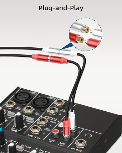 كابل RIIEYOCA RCA بطول 0.3 متر، كابل صوت قصير 2RCA ذكر إلى 2RCA ذكر للمسرح المنزلي، مكبر الصوت، مكبر الصوت، مضخم الصوت، نظام ستيريو (مم) (قطعتان) in Saudi Arabia