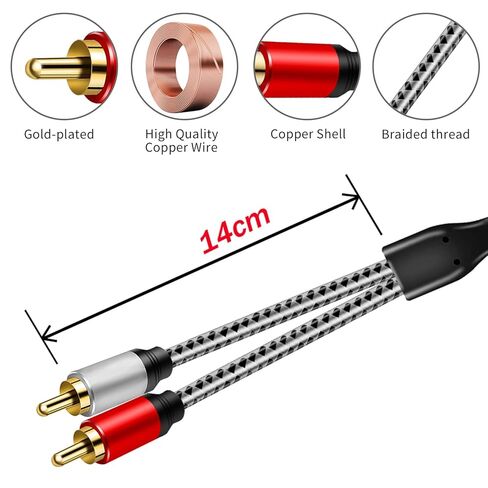 كابل 1/4 إلى RCA، كابل TRS ذكر 6.35 مم إلى كابل RCA ذكر Y مزدوج (3.3FT/1M) in Kuwait