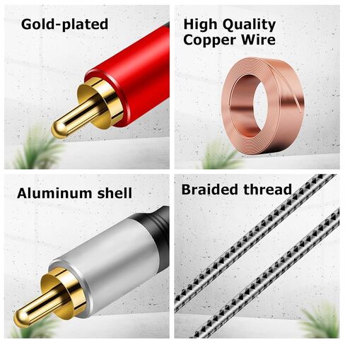 كابل 1/4 إلى RCA، كابل TRS ذكر 6.35 مم إلى كابل RCA ذكر Y مزدوج (3.3FT/1M) in Kuwait