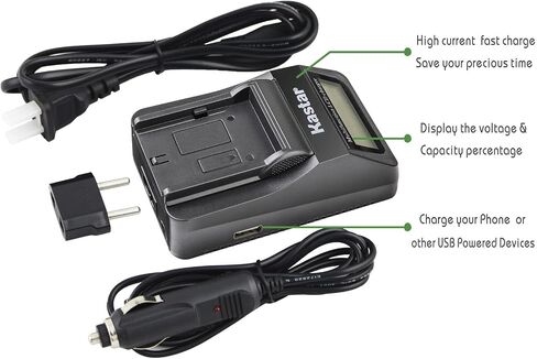 Kastar LCD Fast Charger with USB Output Compatible with Canon BP-970 BP-970G BP-975 BP-945 BP-950G BP-955 EOS C100 Mark II V72 V75Hi V400 V420 V500 V520 HDV XH-A1S HD XH-G1 HDV XH-G1S HD XL-H1A XL-H1S in Saudi Arabia