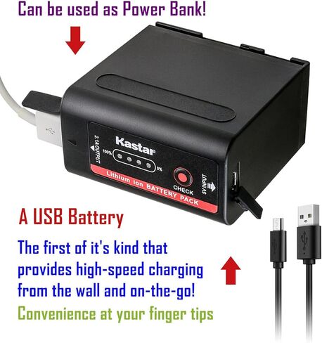 Kastar LCD Fast Charger with USB Output Compatible with Canon BP-970 BP-970G BP-975 BP-945 BP-950G BP-955 EOS C100 Mark II V72 V75Hi V400 V420 V500 V520 HDV XH-A1S HD XH-G1 HDV XH-G1S HD XL-H1A XL-H1S in Saudi Arabia