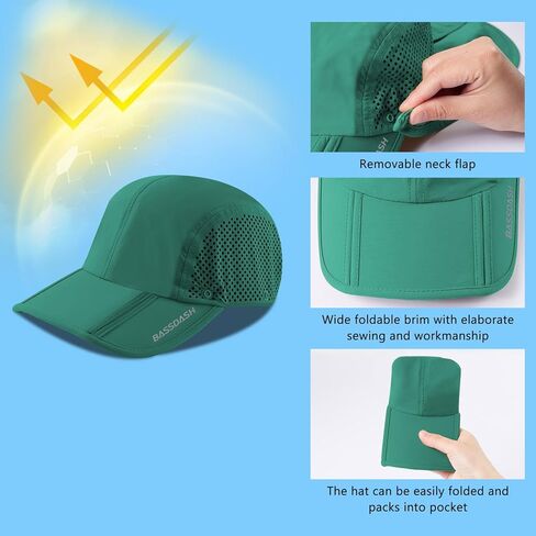 BASSDASH UPF 50+ Foldable Fishing Hat Baseball Cap with Removable Neck Flap Portable for Men Women Golf Hiking in Saudi Arabia