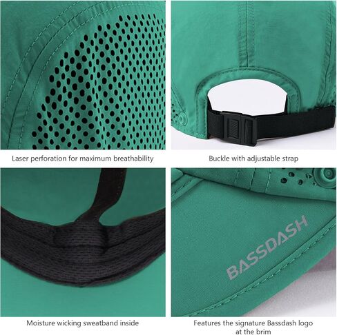 BASSDASH UPF 50+ Foldable Fishing Hat Baseball Cap with Removable Neck Flap Portable for Men Women Golf Hiking in Saudi Arabia
