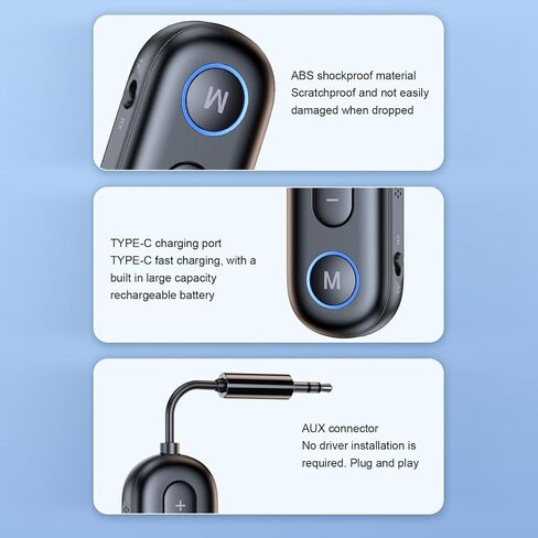 Yoidesu Bluetooth 5.4 Transmitter Receiver, Bluetooth Adapter for Car 10m Range Noise Cancellation HD Sound, Suitable for Cars, Speakers, Stereo Systems in Saudi Arabia