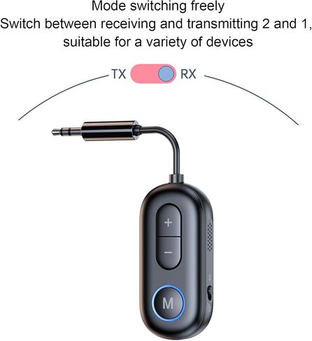 Yoidesu Bluetooth 5.4 Transmitter Receiver, Bluetooth Adapter for Car 10m Range Noise Cancellation HD Sound, Suitable for Cars, Speakers, Stereo Systems in Saudi Arabia