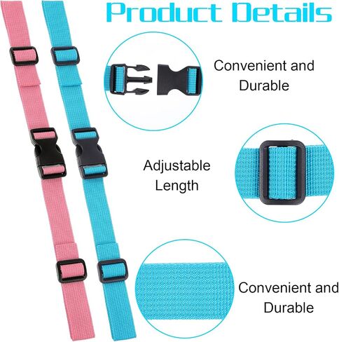 2 Pcs Backpack Chest Strap Add on, Heavy Duty Backpack Waist Straps, Outdoor Adjustable Chest Strap, Chest-Belt with Quick Release Buckle for Camping, Hiking, Commuting, Daily Outdoor Use (Pink, Blue) in Saudi Arabia