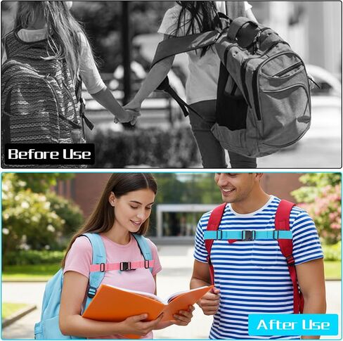 2 Pcs Backpack Chest Strap Add on, Heavy Duty Backpack Waist Straps, Outdoor Adjustable Chest Strap, Chest-Belt with Quick Release Buckle for Camping, Hiking, Commuting, Daily Outdoor Use (Pink, Blue) in Saudi Arabia