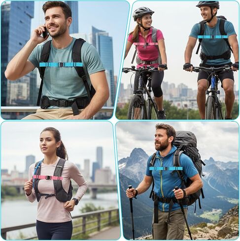 2 Pcs Backpack Chest Strap Add on, Heavy Duty Backpack Waist Straps, Outdoor Adjustable Chest Strap, Chest-Belt with Quick Release Buckle for Camping, Hiking, Commuting, Daily Outdoor Use (Pink, Blue) in Saudi Arabia