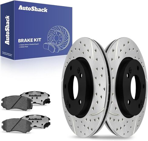 Autoshack Front Brake Kit استبدال لـ Kia Soul Optima Magentis 2005-2010 Sportage Hyundai Tucson Tiburon 2005-2010 Sonata Discr Discor Drotor مع لوحة فرامل سيراميك 11.0 "(280.0 مم) PCDR4133941339924 in Saudi Arabia