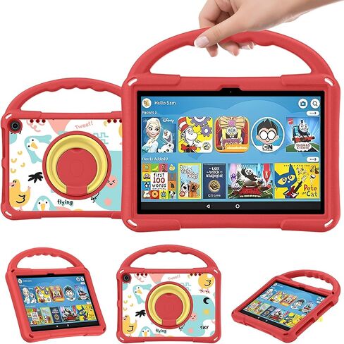 حافظة كمبيوتر لوحي Fire HD 8 للأطفال (الجيل الثاني عشر/العاشر، إصدار 2024/2022) غطاء حماية واقٍ خفيف الوزن مقاوم للصدمات يدور 360 درجة من Ubearkk باللون الأزرق in Kuwait