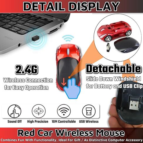 ماوس لطيف لاسلكي أحمر، 2.4 جيجا مع جهاز استقبال USB 1600 نقطة في البوصة فأرة سيارة للكمبيوتر USB لاسلكي للكمبيوتر المحمول والكمبيوتر اللوحي لنظام التشغيل Windows لنظام التشغيل Mac OS لعيد الميلاد (أحمر) in Kuwait