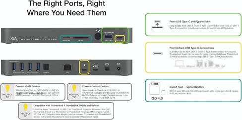 OWC 14-Port Thunderbolt 3 Dock with Cable, Compatible with Windows PC and Mac, Silver, (OWCTB3DK14PSL) in Saudi Arabia