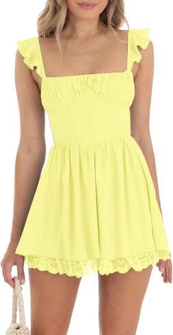 النساء y2k tulle babydoll mini bress tie tie الكتف بلا أكمال in Saudi Arabia