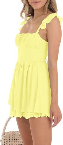 النساء y2k tulle babydoll mini bress tie tie الكتف بلا أكمال in Saudi Arabia