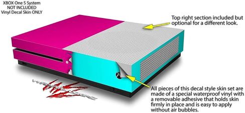 Decal Vinyl Skin Wrap Compatible with Xbox One S Console and Controllers - Ripped Colors Hot Pink Neon Teal in Saudi Arabia
