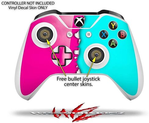 Decal Vinyl Skin Wrap Compatible with Xbox One S Console and Controllers - Ripped Colors Hot Pink Neon Teal in Saudi Arabia