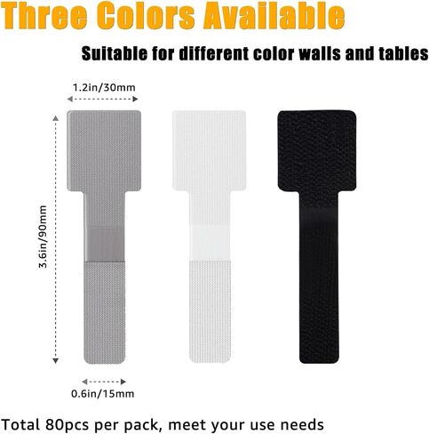 50Pcs Self Adhesive Hook and Loop Cable Ties, Hook and Loop Cable Straps, Household Office Multi-Purpose Wire Ties Cord Organizer, Adjustable Cable Management Cable Clip (Black) in Saudi Arabia