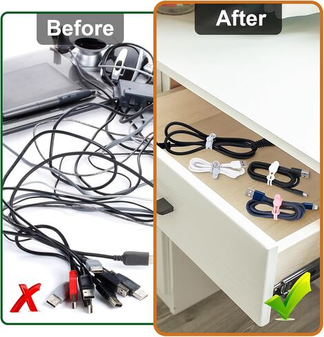 32Pcs Silicone Cable Ties, Data Cable Organizer Silicone Cable Straps Cord Ties Wrap Reusable Wire Organizers Elastic Cables Cord Management Organizers for Electronics, Home, Office, School, Travel in Saudi Arabia