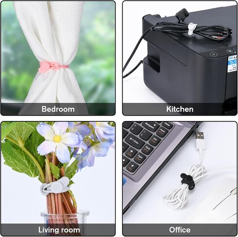 32Pcs Silicone Cable Ties, Data Cable Organizer Silicone Cable Straps Cord Ties Wrap Reusable Wire Organizers Elastic Cables Cord Management Organizers for Electronics, Home, Office, School, Travel in Saudi Arabia