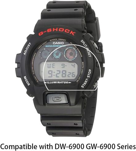 واقي شاشة Walieoka متوافق مع سلسلة Casio DW-6900 GW-6900، طبقة واقية من الزجاج المقوى بقوة 9H، شفاف كريستالي مقاوم للخدش [عبوة من قطعتين] in Kuwait