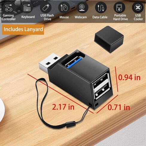 3 Ports USB 3.0 Adapter, USB Hub with 1 USB 3.0 and 2 USB 2.0 Port, Portable USB Port Splitter for Keyborad, Mobile Hard Disk, U Disk, Camera, Mouse,etc (Black) in Saudi Arabia