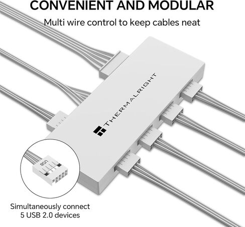 Internal USB 2.0 Hub X5 - Expands to 5 9-pin USB 2.0 Ports, SATA Power Connection, Magnetic Mount, Suitable for PC motherboards (White) in Kuwait