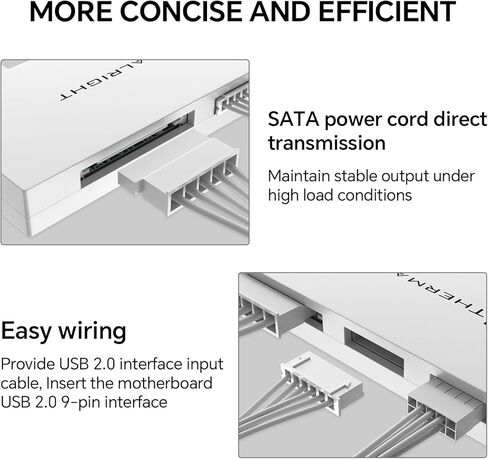 Internal USB 2.0 Hub X5 - Expands to 5 9-pin USB 2.0 Ports, SATA Power Connection, Magnetic Mount, Suitable for PC motherboards (White) in Kuwait