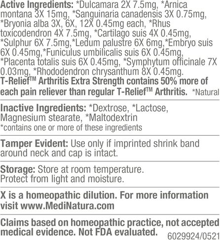 T-Relief Arthritis Arnica +12 دواء طبيعي للألم يساعد على تخفيف الألم وآلام تصلب المفاصل بشكل طبيعي للنساء والرجال - 100 قرص in Kuwait