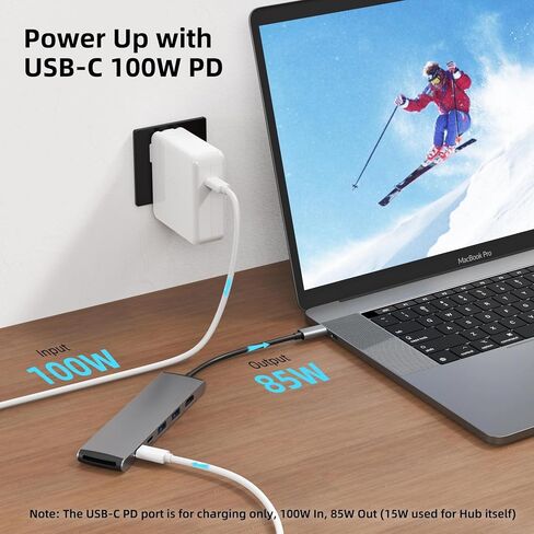 7-in-1 USB-C Hub with 4K HDMI - 100W PD Charging, 5Gbps USB 3.0, SD/TF Card Reader for MacBook Pro/Air, iPad, Surface Laptop (Blue) in Saudi Arabia