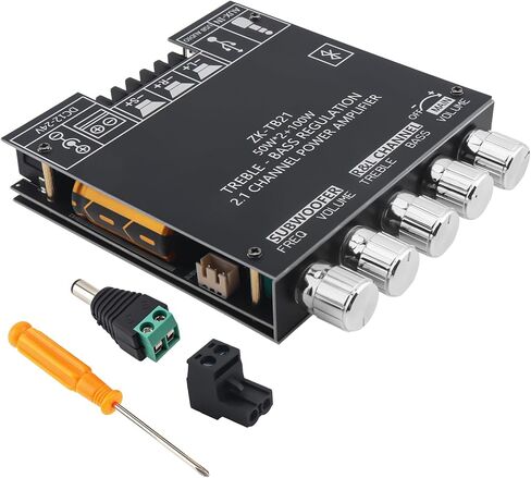 ZK-TB21 Bluetooth Amplifier Board,50W+50W+100W 2.1 Channel Subwoofer Amp Board with Treble and Bass Control,Dual TPA3116D2 Chips Bluetooth5.0 and AUX Inputs,Stereo Digital AMP for DIY Home Speakers in Saudi Arabia