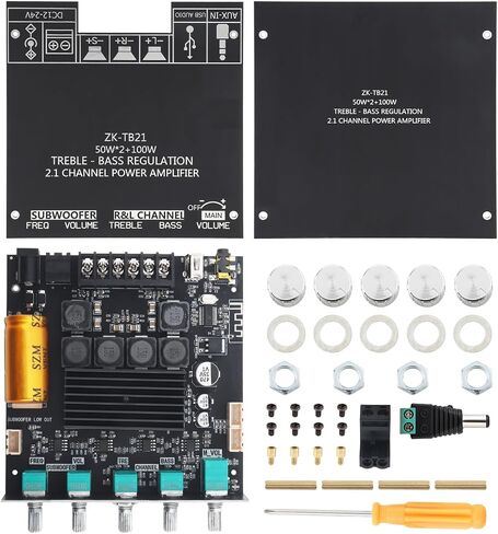 ZK-TB21 Bluetooth Amplifier Board,50W+50W+100W 2.1 Channel Subwoofer Amp Board with Treble and Bass Control,Dual TPA3116D2 Chips Bluetooth5.0 and AUX Inputs,Stereo Digital AMP for DIY Home Speakers in Saudi Arabia