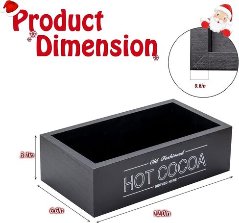 صندوق تخزين خشبي من Rmeosye Hot Cocoa Bar وديكورات عيد الميلاد وصناديق تنظيم خشبية وصينية ديكور مفتوحة وصندوق حامل ديكور لعيد الميلاد والمطبخ والمكتب والمزرعة هدية لوازم حفلات العطلات (أحمر) in Kuwait