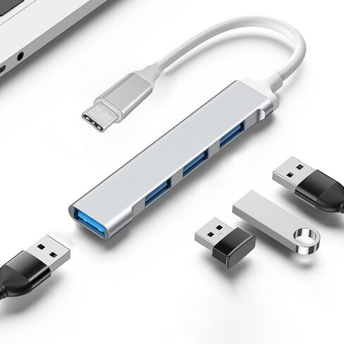 موزع USB-C 4 في 1 - منفذ USB 3.0 وثلاثة منافذ USB 2.0، مقسم USB للكمبيوتر المحمول، موسع لمنفذ الكمبيوتر المحمول، الكمبيوتر الشخصي in Saudi Arabia