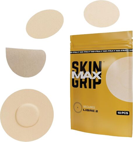 Skin Grip MAX Adhesive Patches for Freestyle Libre (10-Pack), Non-Fraying, Extreme CGM Tape, Continuous Glucose Monitor Protection(Black) in Kuwait