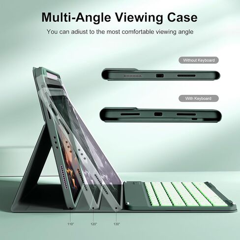 حافظة لجهاز iPad (A16) الجيل الحادي عشر/العاشر مع لوحة مفاتيح، iPad (2025/2022) مقاس 11 بوصة/10.9 بوصة، لوحة مفاتيح بلوتوث لاسلكية قابلة للفصل، غطاء قابل للطي مع حامل قلم رصاص، أبيض كريمي in Kuwait