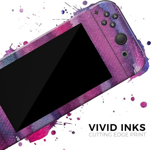 Design Skinz - متوافق مع وحدة تحكم Nintendo Switch OLED + Joy-Con - غطاء حماية من الفينيل قابل للإزالة ومقاوم للخدش - ألوان مائية مختلطة بنفسجية in Saudi Arabia