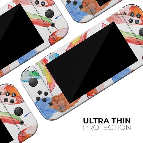 Design Skinz - متوافق مع حزمة وحدة تحكم Nintendo Switch OLED - غطاء حماية من الفينيل مقاوم للخدش وقابل للإزالة - ريش مصقول ملون نابض بالحياة in Saudi Arabia