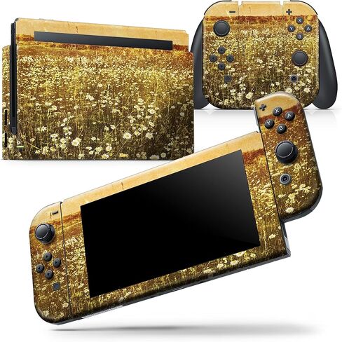 Design Skinz - متوافق مع وحدة تحكم Nintendo Switch OLED + Joy-Con - غطاء حماية من الفينيل قابل للإزالة ومقاوم للخدش - حقل برتقالي متوهج عتيق in Saudi Arabia