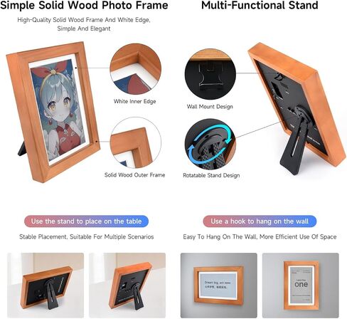 شاشة Waveshare ESP32-S3-PhotoPainter مقاس 7.3 بوصات E6 كاملة الألوان للورق الإلكتروني مع إطار صور من الخشب الصلب، واستعداد طويل للغاية، ودقة 800 × 480، بدون BAT in Kuwait
