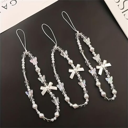 1Pc Phone charms White Ribbon Mobile Phone Chain in Saudi Arabia