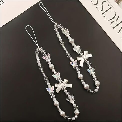 1Pc Phone charms White Ribbon Mobile Phone Chain in Saudi Arabia