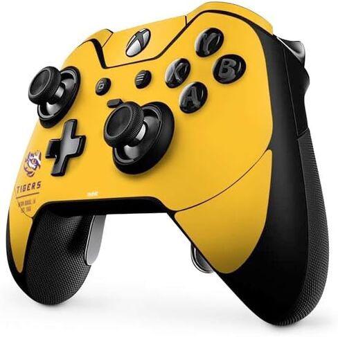 ملصق Skinit المخصص للألعاب متوافق مع وحدة تحكم Xbox One Elite - تصميم LSU Tigers Baton Rouge باللون الأصفر المرخص رسميًا in Saudi Arabia