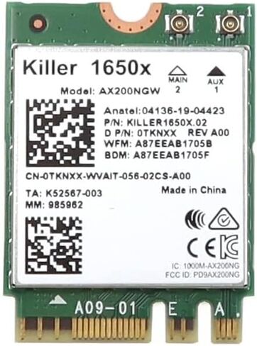 AX200NGW Wi-Fi 6 AX200 (Gig+) PCI-Express M.2 2230 802.11ax WLAN 2.4Gbps Bluetooth 5.2 WiFi Card TKNXX 0TKNXX CN-0TKNXX Compatible Replacement Spare Part for Intel Compatible and Laptop Systems in Saudi Arabia