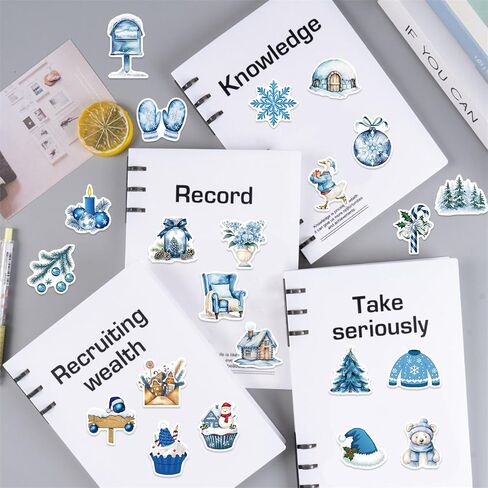 50PCS Blue Winter-Themed Stickers for Kids,Waterproof Vinyl Winter Stickers for Decorating Laptops, Water Bottles, Notebooks, Christmas Party Gifts for Kids Teens and Adults (Colourful-1) in Saudi Arabia