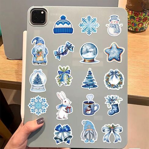 50PCS Blue Winter-Themed Stickers for Kids,Waterproof Vinyl Winter Stickers for Decorating Laptops, Water Bottles, Notebooks, Christmas Party Gifts for Kids Teens and Adults (Colourful-1) in Saudi Arabia
