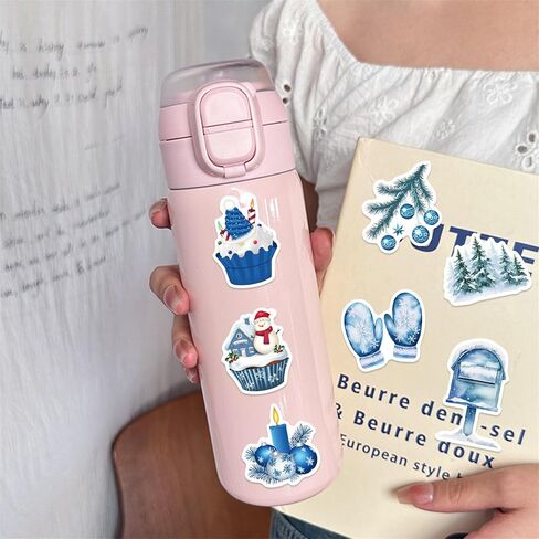 50PCS Blue Winter-Themed Stickers for Kids,Waterproof Vinyl Winter Stickers for Decorating Laptops, Water Bottles, Notebooks, Christmas Party Gifts for Kids Teens and Adults (Colourful-1) in Saudi Arabia